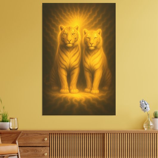Twin Sunlit Guardians | ManJiangHong Fine Art Canvas Afdruk (Insitu (Woonkamer))