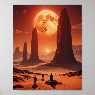 Twin Suns boven Desert Planet Poster