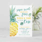 TWIN Super Sweet Pineapple First Birthday Kaart (Staand voorkant)