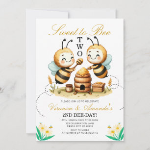 Twin Sweet to Bee Twee 2e verjaardagsfeestje Daisy Kaart