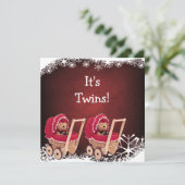 Twin Teddy Bears Baby shower voor kerstmis Kaart (Staand voorkant)