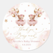 Twin Teddy Bears Balloon Bearly Wait Baby shower Ronde Sticker (Voorkant)