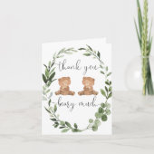Twin Teddy beren groen eucalyptus Bedankkaart (Voorkant)