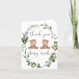 Twin Teddy beren groen eucalyptus Bedankkaart