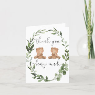 Twin Teddy beren groen eucalyptus Bedankkaart