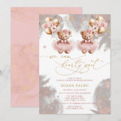 Twin teddybeer we kunnen nauwelijks wachten op Bab Kaart (Voorkant / Achterkant)