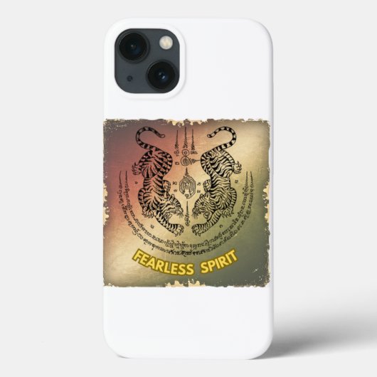 Twin Tigers Sak Yant iPhone hoesje | onbevreesde g (Achterkant)