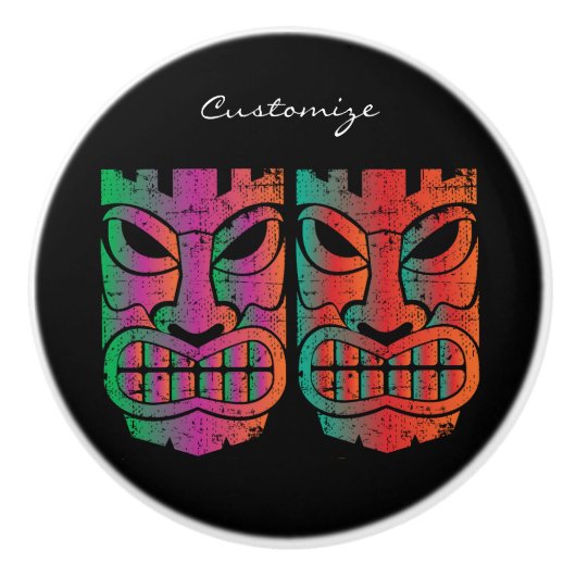 Twin Tiki Sculpture Thunder_Cove Keramische Knop (Voorkant)