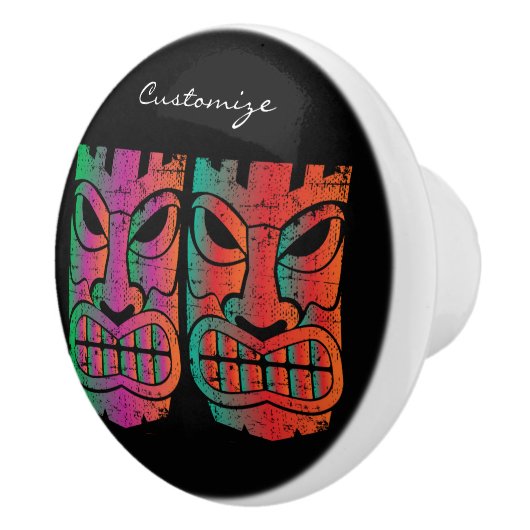 Twin Tiki Sculpture Thunder_Cove Keramische Knop (Rechts)