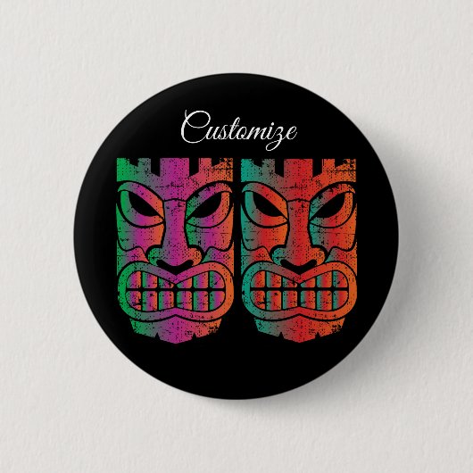 Twin Tiki Sculpture Thunder_Cove Ronde Button 5,7 Cm (Voorkant)