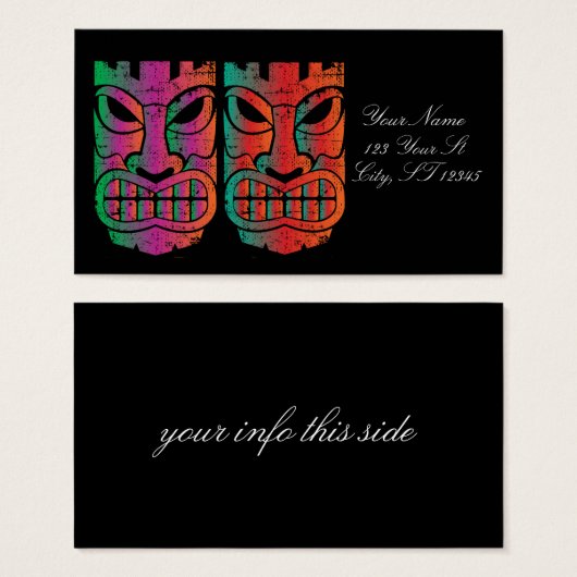 Twin Tiki Sculpture Thunder_Cove Visitekaartje (Voorkant /achterkant)