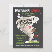 Twin Tornado Birthday Party Invitation Kaart (Voorkant)