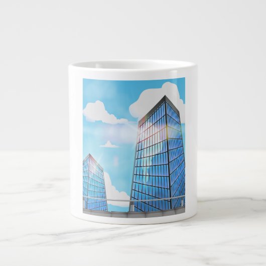 Twin Tower Skyscrapers Grote Koffiekop (Voorkant)