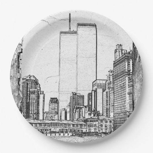 Twin Towers Papieren Bordje (Voorkant)