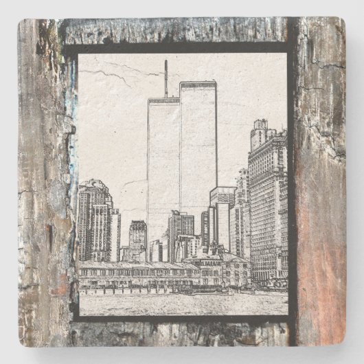 Twin Towers Stenen Onderzetter (Voorkant)
