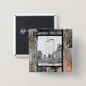 Twin Towers Vierkante Button 5,1 Cm (Voorkant /achterkant)