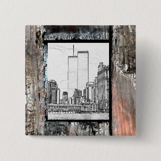 Twin Towers Vierkante Button 5,1 Cm (Voorkant)