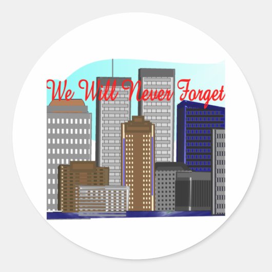 Twin Towers "We zullen nooit vergeten" NY Ronde Sticker (Voorkant)
