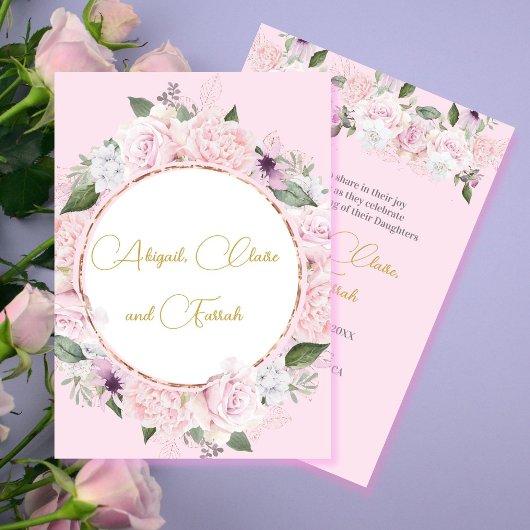 Twin Triplet Meisje Baby Naming Kaart