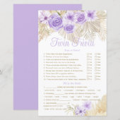 Twin Trivia Game Pampas Lavender Boho Baby shower (Voorkant / Achterkant)