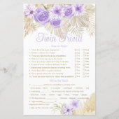 Twin Trivia Game Pampas Lavender Boho Baby shower (Voorkant)