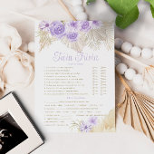 Twin Trivia Game Pampas Lavender Boho Baby shower Kaart