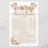 Twin Trivia Game Tan Boho Beer Baby shower (Voorkant)