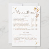 Twin Trivia Game Teddy Bear Gold Balloons Stars Kaart (Voorkant)