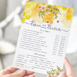 Twin Trivia Sweet as Can Bee Baby shower Game