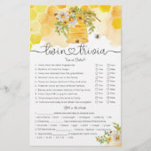 Twin Trivia Sweet as Can Bee Baby shower Game (Voorkant)
