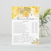 Twin Trivia Sweet as Can Bee Baby shower Game Kaart (Staand voorkant)