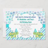 Twin Turtle Invitation Girl Boy Birthday Party Kaart (Voorkant)