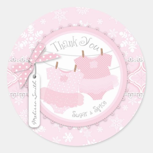 Twin Tutu Polka Dot Jumpers & Winter Sneeuwvlok Ronde Sticker (Voorkant)