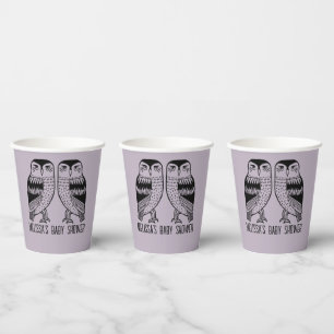Twin Uilen Schattige Eenvoudig Chic CUSTOM BABY SH Papieren Bekers