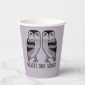 Twin Uilen Schattige Eenvoudig Chic CUSTOM BABY SH Papieren Bekers (Voorkant)