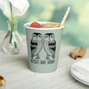 Twin Uilen Schattige Eenvoudig Chic CUSTOM BABY SH Papieren Bekers