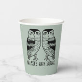 Twin Uilen Schattige Eenvoudig Chic CUSTOM BABY SH Papieren Bekers (Achterkant)