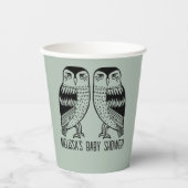 Twin Uilen Schattige Eenvoudig Chic CUSTOM BABY SH Papieren Bekers (Voorkant)