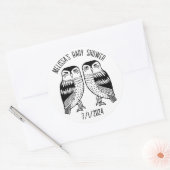 Twin Uilen Schattige Eenvoudig Chic CUSTOM BABY SH Ronde Sticker (Envelop)