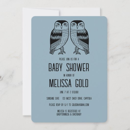 Twin Uilen Schattige Eenvoudig Chique BABY SHOWER  Kaart (Voorkant)