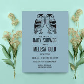 Twin Uilen Schattige Eenvoudig Chique BABY SHOWER  Uitnodiging Briefkaart