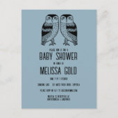 Twin Uilen Schattige Eenvoudig Chique BABY SHOWER  Uitnodiging Briefkaart (Voorkant)