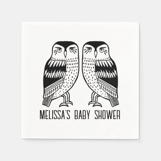 Twin Uilen Schattige Eenvoudig Chique CUSTOM Servet (Voorkant)