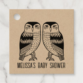 Twin Uilen Schattige Eenvoudig Kraft CUSTOM BABY S Bedankjes Labels