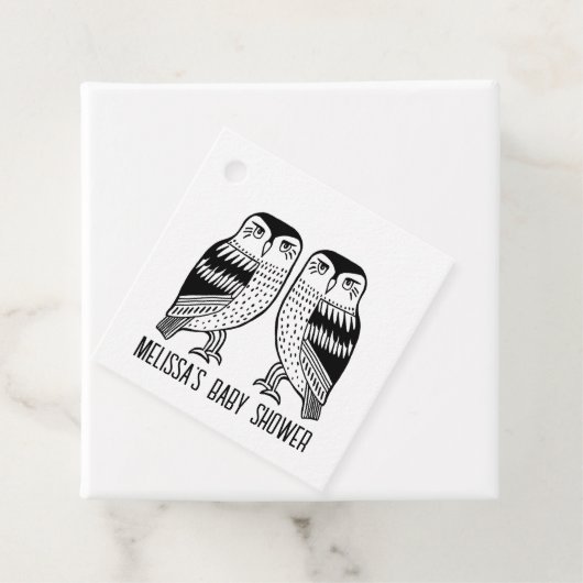 Twin Uilen Schattige Eenvoudig Kraft CUSTOM BABY S Bedankjes Labels (In situ)