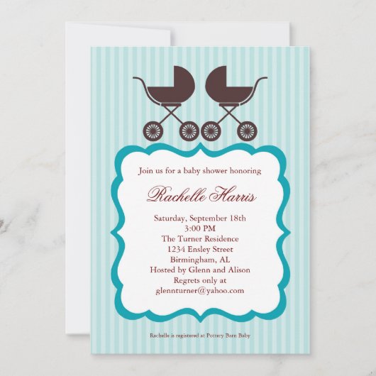 Twin Unisex Baby shower Invitation Kaart (Voorkant)