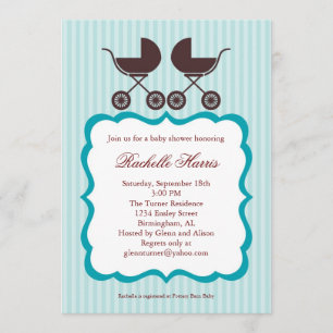 Twin Unisex Baby shower Invitation Kaart