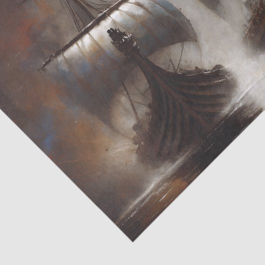 Twin Viking Longships Decoupage Tissuepapier (Detail)