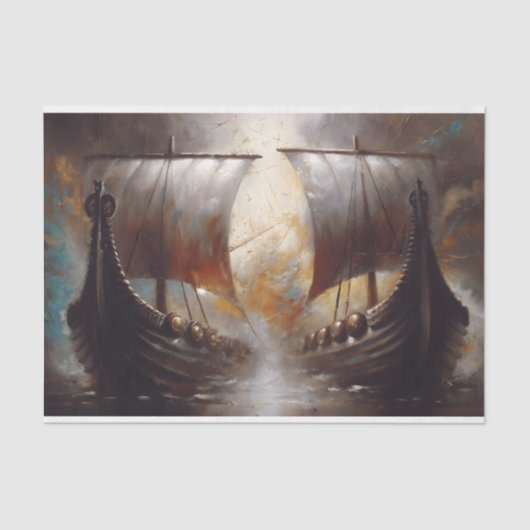 Twin Viking Longships Decoupage Tissuepapier (Voorkant)