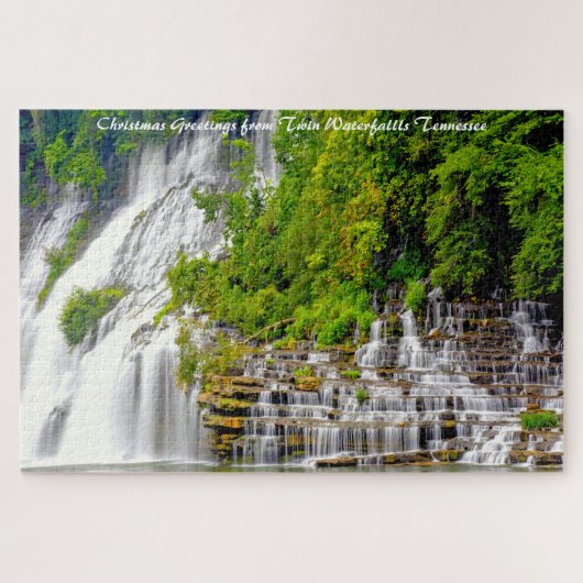 Twin Watervallen Tennessee.Kerstgroeten Legpuzzel (Horizontaal)